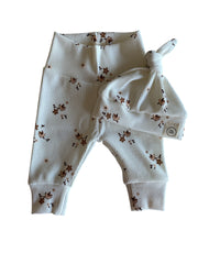 Meisjes newborn set vogeltjesprint – broekje & knoopmutsje