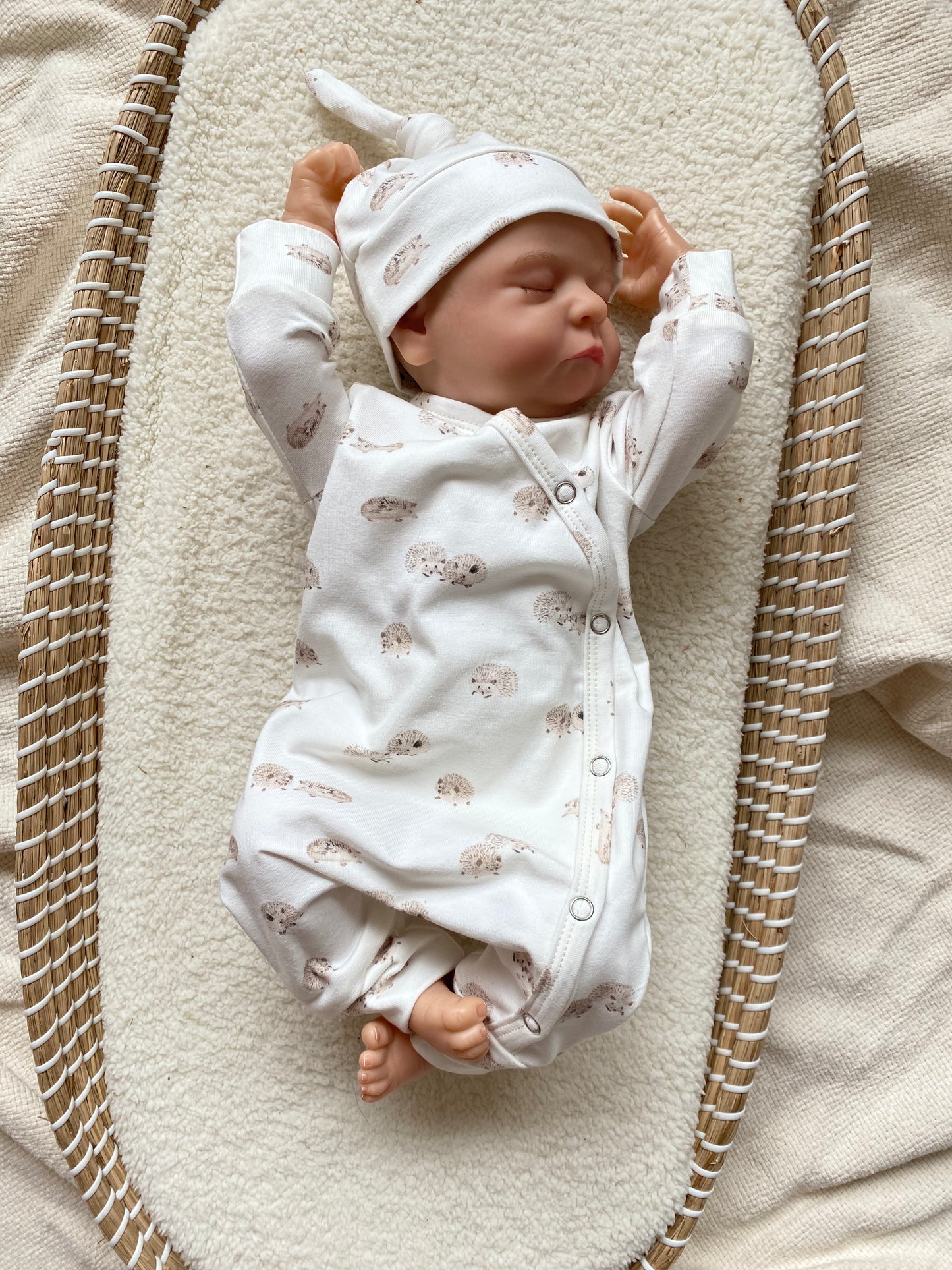 Uniseks boxpakje egeltjesprint offwhite beige