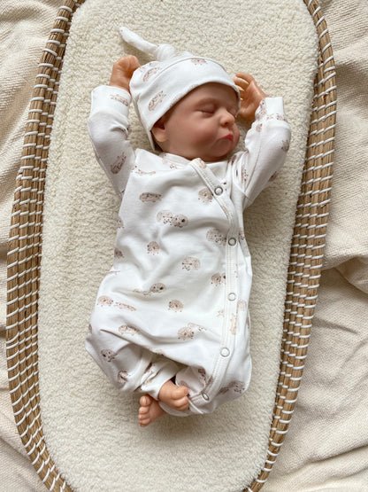 Uniseks boxpakje egeltjesprint offwhite beige