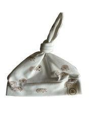 Uniseks knoopmutsje egeltjesprint offwhite beige