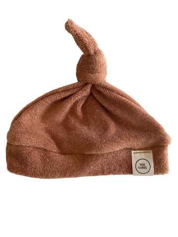 Uniseks badstof knoopmutsje roest