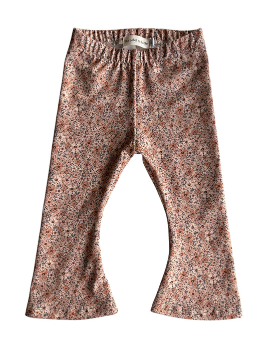 Meisjes flared legging bloemen bruin