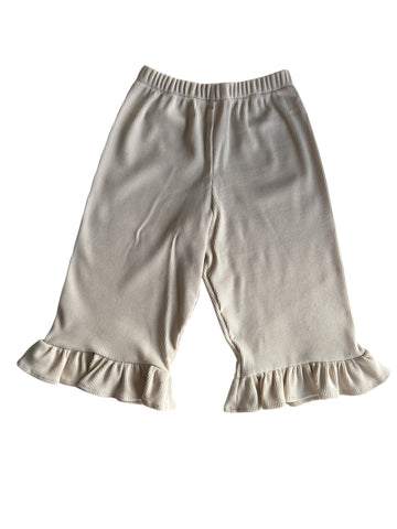 Meisje broek met wijde pijpen en ruffle beige