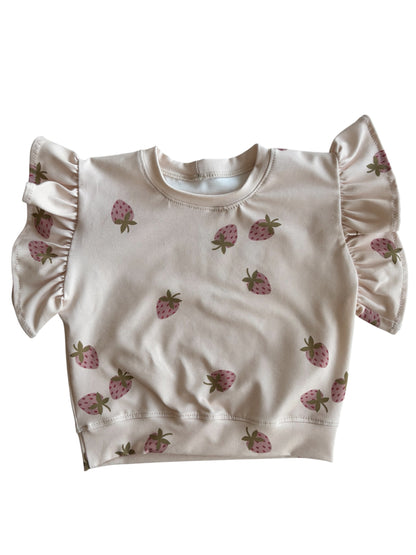 Oversized T-shirt met ruffle aardbei