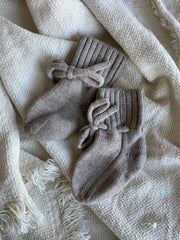 Merinowollen baby slofjes naturel