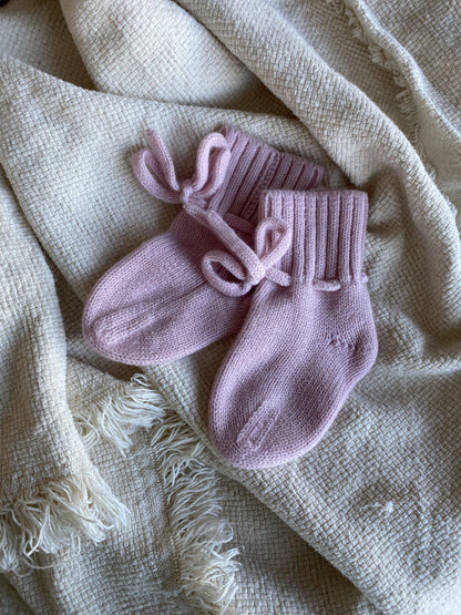 Merinowollen roze slofjes baby