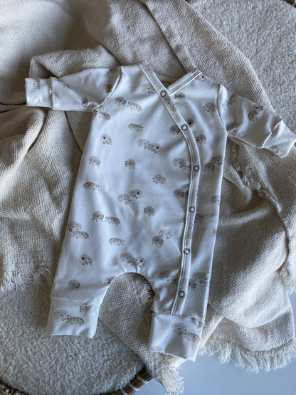 Uniseks boxpakje egeltjesprint offwhite beige