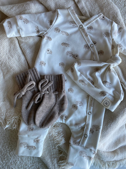 Uniseks boxpakje egeltjesprint offwhite beige