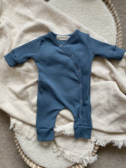 Jongens boxpakje brede ribstof blauw