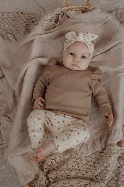Newborn broekje Jinthe bloementjesprint beige/roest