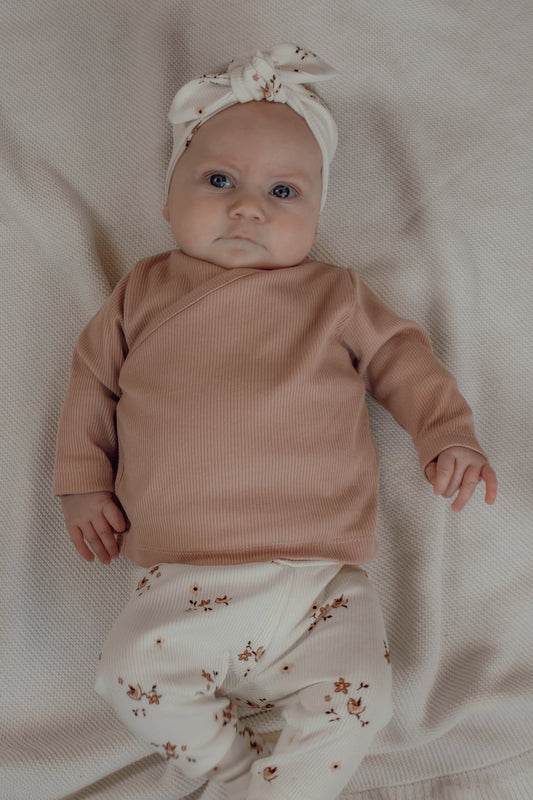 Meisjes overslagshirtje ribstof blush roze