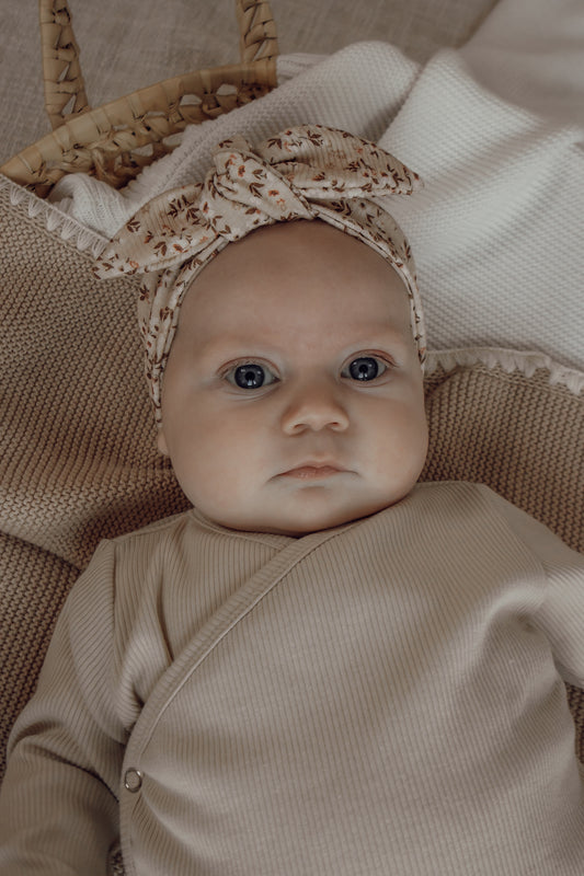 Uniseks overslagshirtje ribstof beige