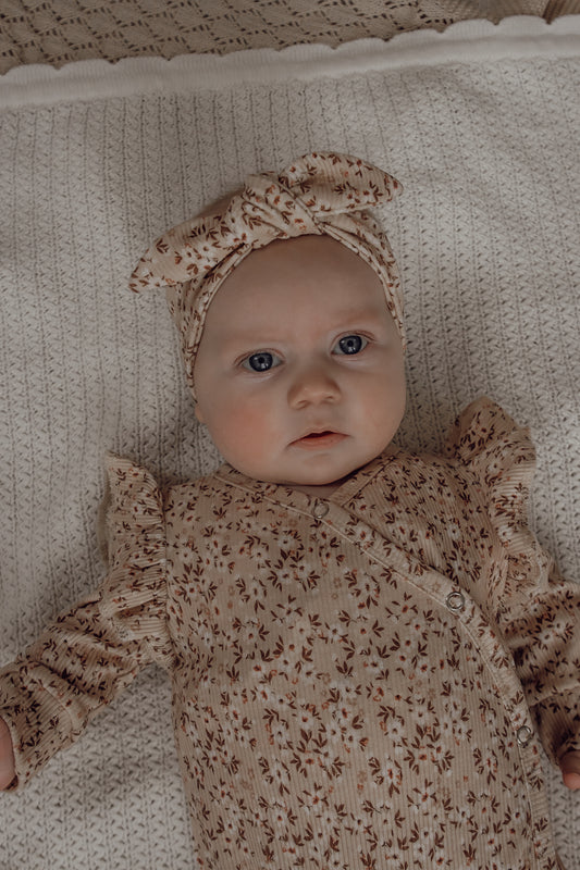 Meisjes boxpakje Lou bloemenprint zachtroze ribstof