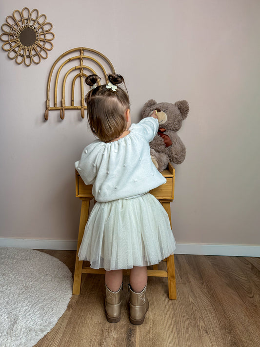 Meisjes glitter rokje tutu beige