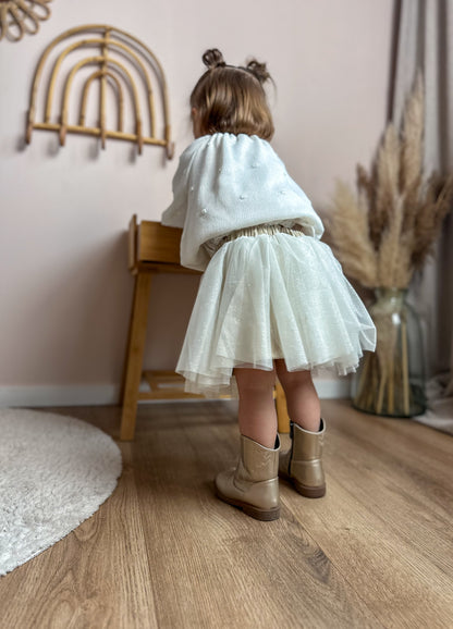 Meisjes glitter rokje tutu beige
