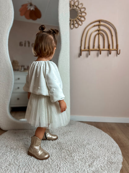 Meisjes glitter rokje tutu beige