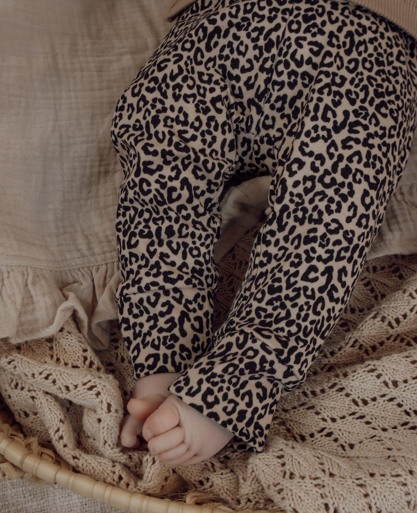 Meisjes legging met panterprint beige