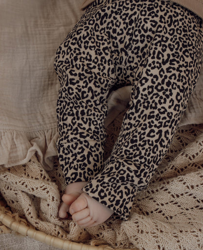 Meisjes legging met panterprint beige