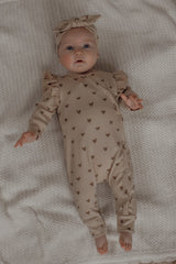 Meisjes boxpakje Zoe hartjesprint beige