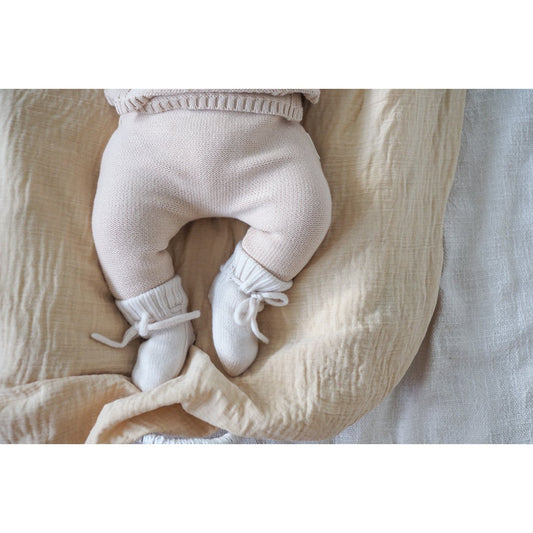 Merinowollen ivoor slofjes baby