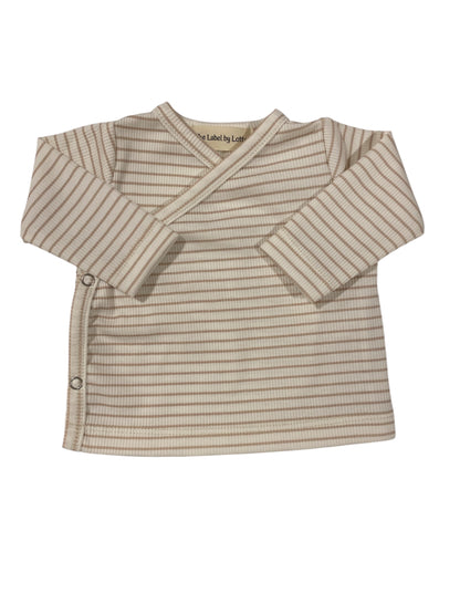 Uniseks overslagshirtje Jip streepjes beige/offwhite