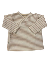Uniseks overslagshirtje Jip streepjes beige/offwhite