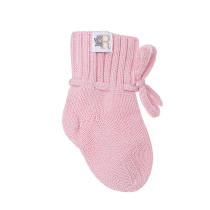 Merinowollen roze slofjes baby
